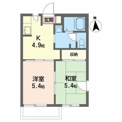ディアス高松(2K/2階)の間取り写真