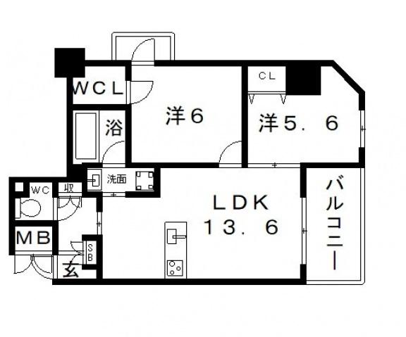 GRANDVOIR昭和町(2LDK/4階)の間取り写真