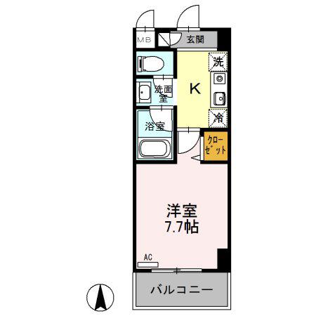 クリエール吉川(1K/1階)の間取り写真