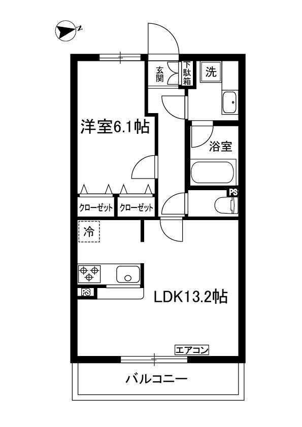 グランディール オイレ(1LDK/2階)の間取り写真