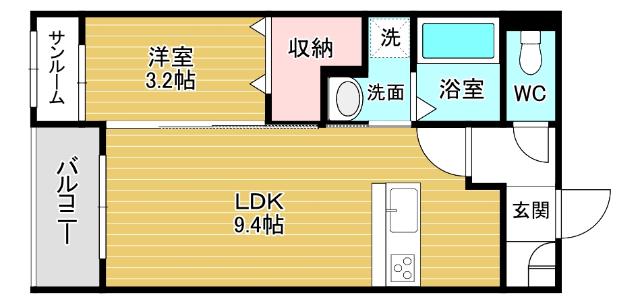 インターハイツ(1LDK/2階)の間取り写真