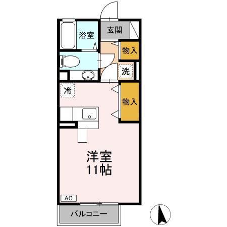 リビングタウン河辺(ワンルーム/2階)の間取り写真