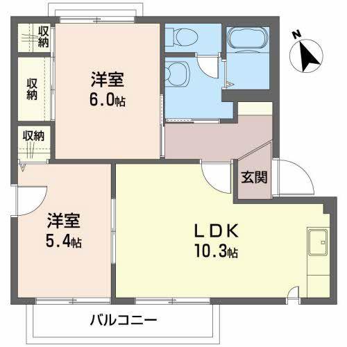 シャーメゾン日吉B(2LDK/2階)の間取り写真