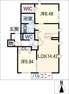 プリマベーラさくら(2LDK/2階)の間取り写真