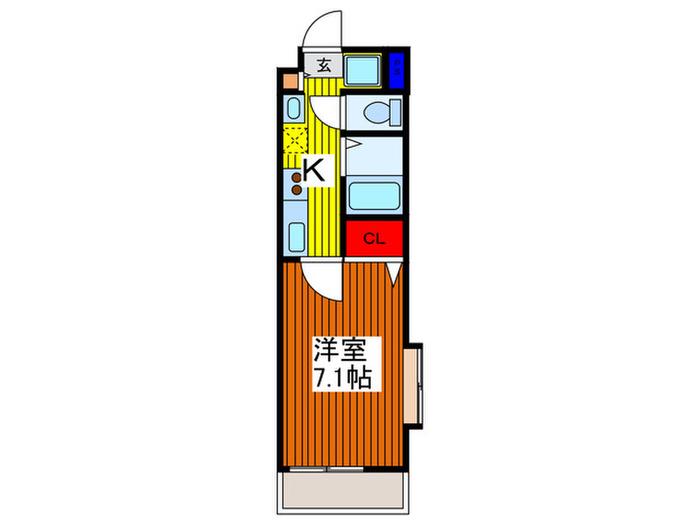 ヴェルト川口(1K/7階)の間取り写真
