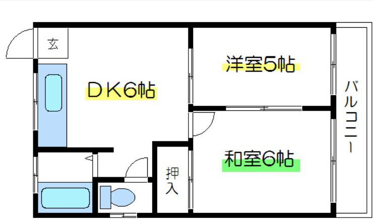コーポスズキ(2DK/2階)の間取り写真