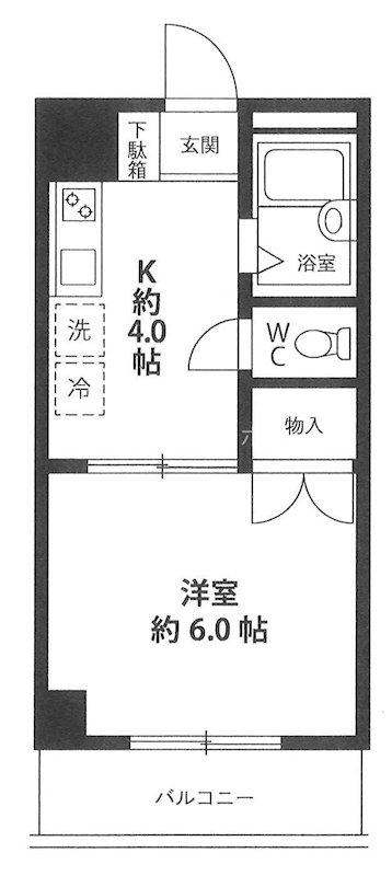 アローハイツ坂下(1K/2階)の間取り写真