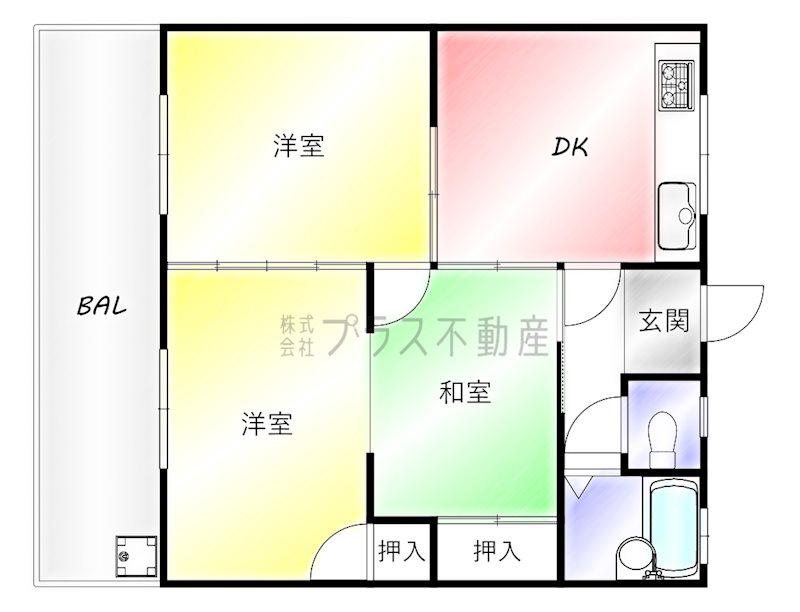 コーポ鷹(3DK/1階)の間取り写真
