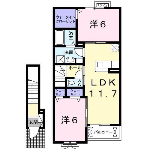 メゾン・ド・コンフォート II(2LDK/2階)の間取り写真
