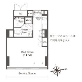 フロンティアレジデンスザタワー品川(ワンルーム/21階)の間取り写真