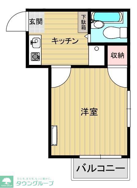 サンケンパレス東伏見駅前(1K/2階)の間取り写真