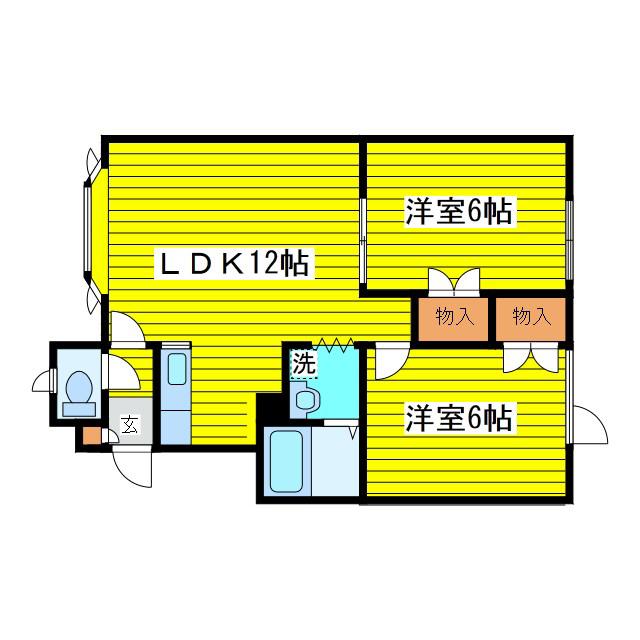ヴィラルミエール(2LDK/2階)の間取り写真