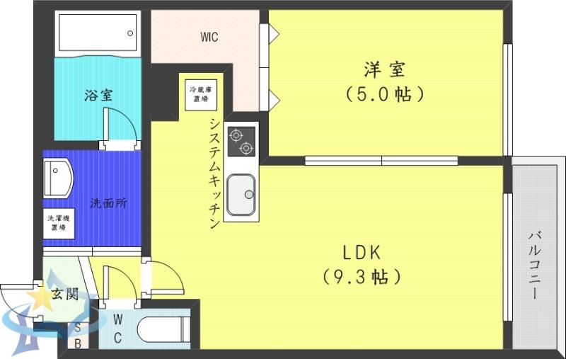 RUK-A円山(1LDK/2階)の間取り写真