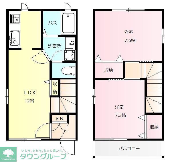 ツインパルモ A(2LDK/2階)の間取り写真