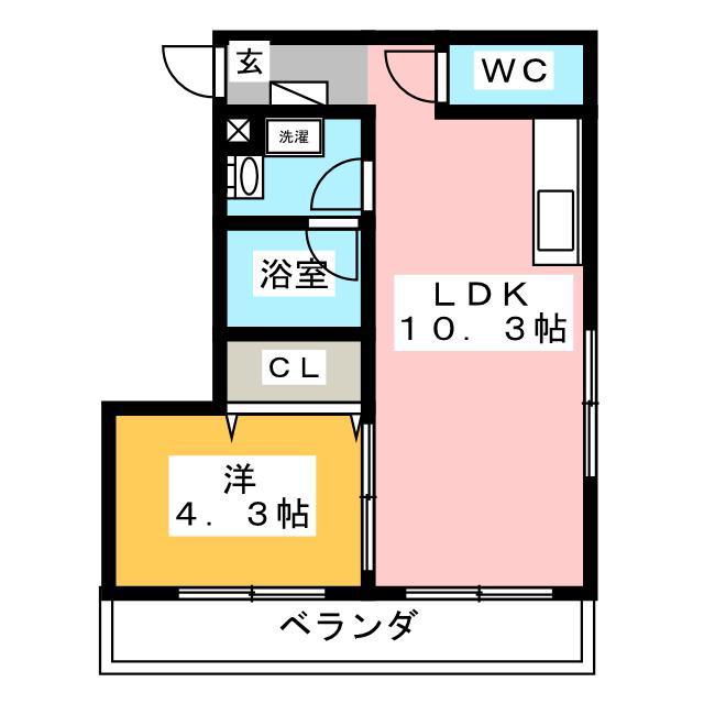 HALF SEVEN 宮後(1LDK/1階)の間取り写真