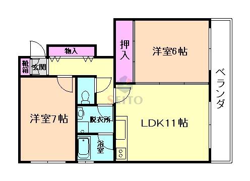 Tコート佳園(2LDK/3階)の間取り写真