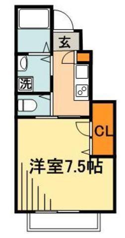 ベルリード(1K/1階)の間取り写真