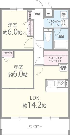 サンヴィラ24(2LDK/3階)の間取り写真