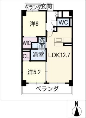 ポルト・ボヌール大高(2LDK/1階)の間取り写真