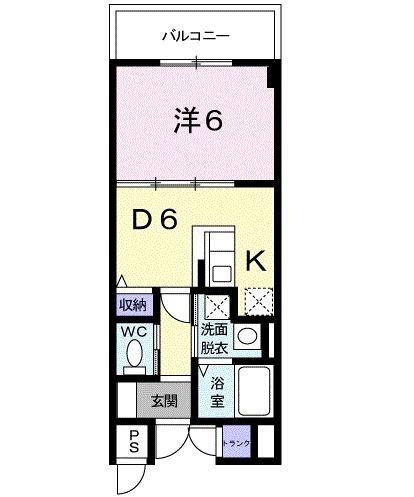 パールヒルズ入江町(1DK/3階)の間取り写真