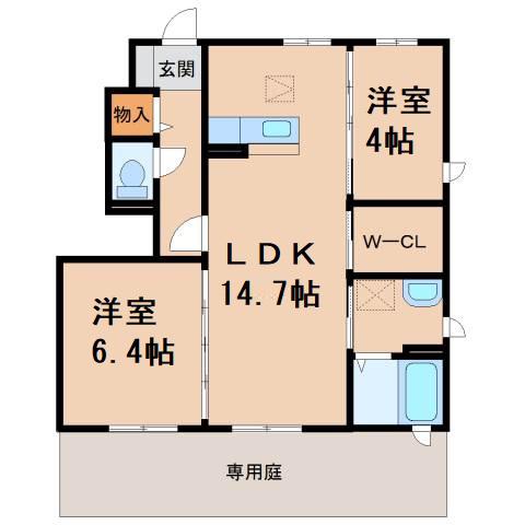 ブランシェS(2LDK/1階)の間取り写真