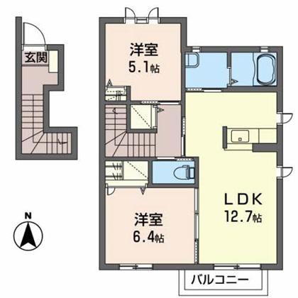 ユートピア カトレア(2LDK/2階)の間取り写真