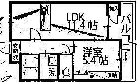 ロイヤルコーポ吉田(1LDK/1階)の間取り写真