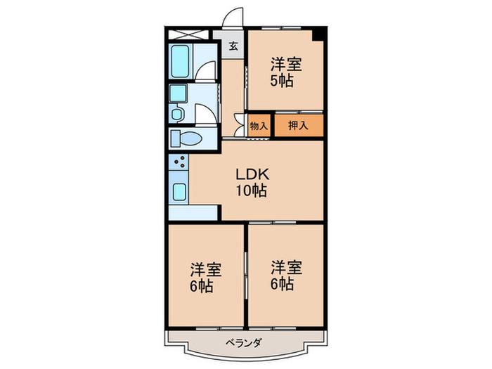 OS・SKYマンション西中島II(3LDK/1階)の間取り写真