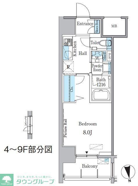 GRAND ESPOIR車道(1K/4階)の間取り写真