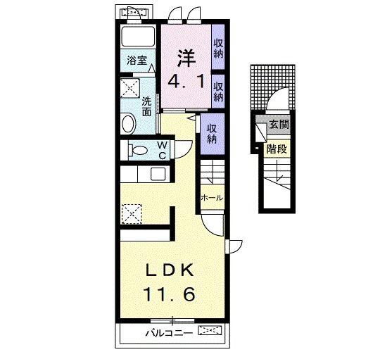 CONFORT MT(1LDK/2階)の間取り写真