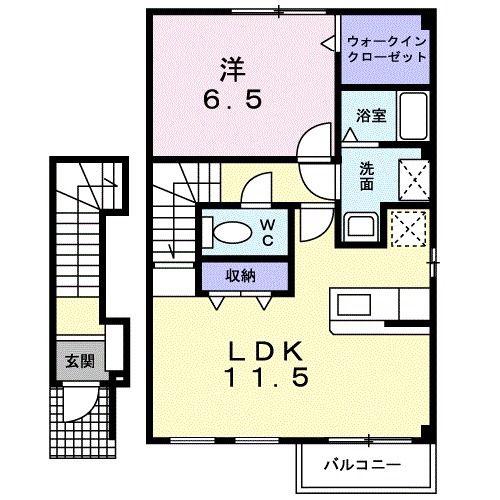 オベルジーヌ(1LDK/2階)の間取り写真