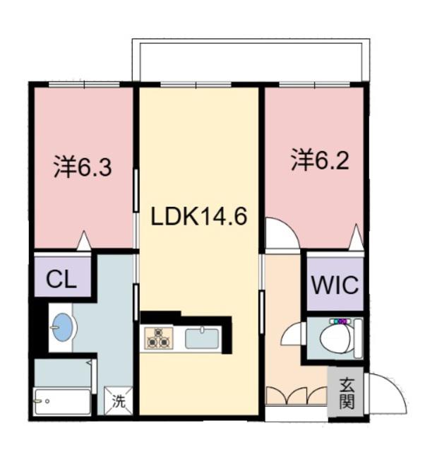 シャーメゾンRAC中沢(2LDK/2階)の間取り写真