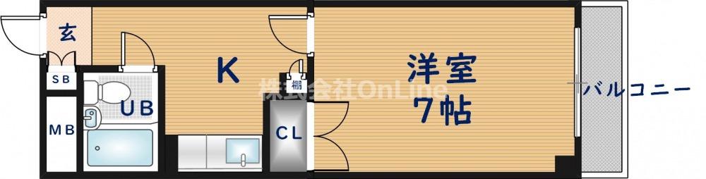 コーポ中西3号(1K/4階)の間取り写真