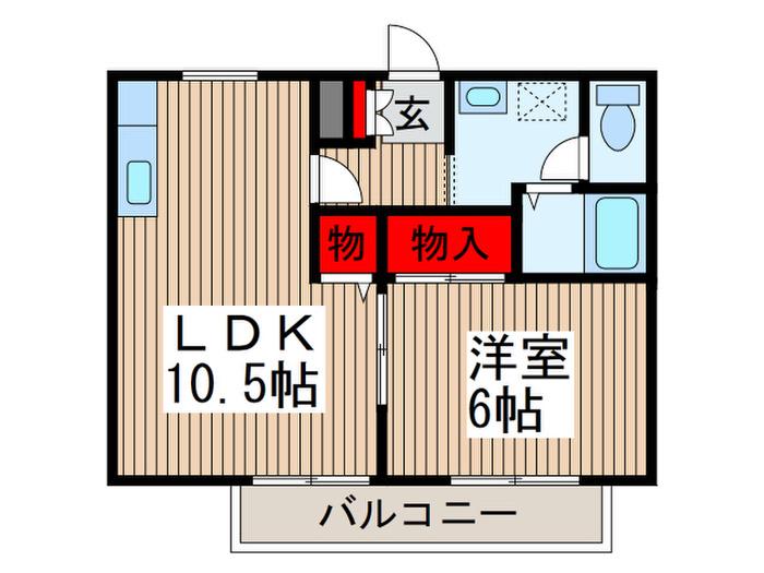サンビレッジ日進IIB(1LDK/2階)の間取り写真
