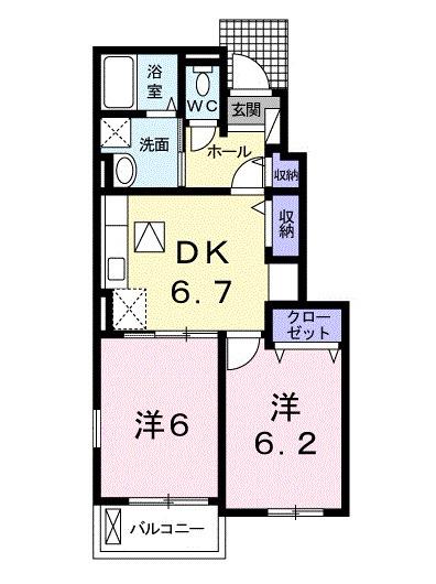 ストレリチア(2DK/1階)の間取り写真