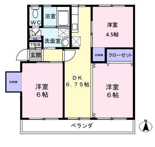 アイフィールド大泉A(3DK/3階)の間取り写真