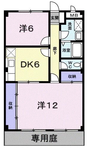 ウエストコートTANIGAMI(2DK/1階)の間取り写真