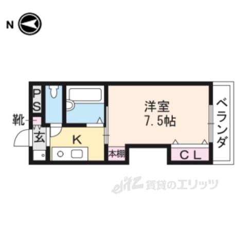 ヴィラ聖護院(1K/5階)の間取り写真
