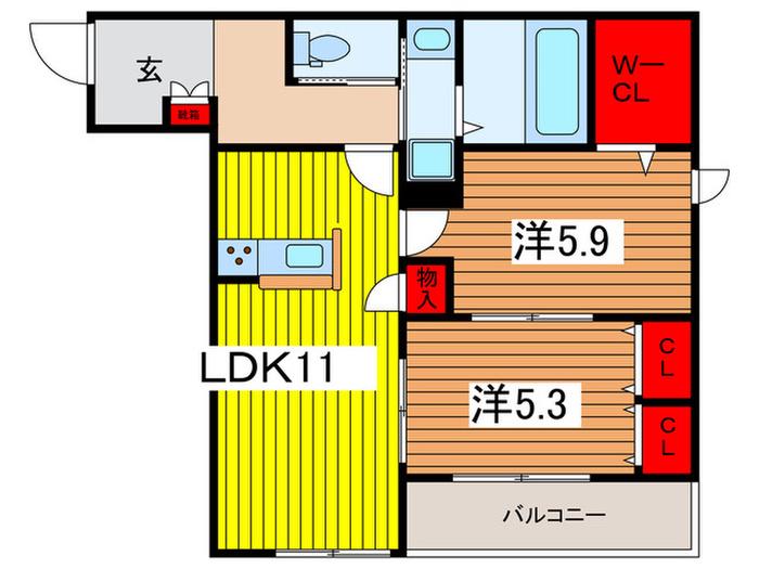 ル シエル(2LDK/2階)の間取り写真
