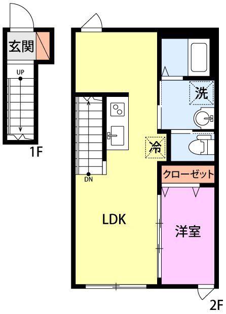 TRY ONE(1LDK/2階)の間取り写真