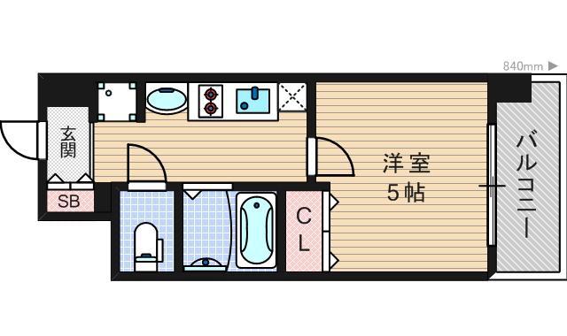 エスリード南堀江リバーサイド(1K/3階)の間取り写真