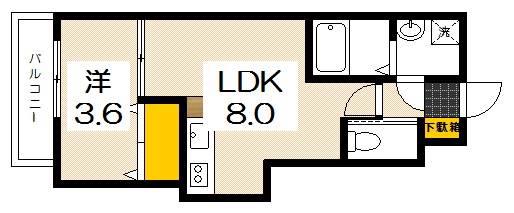 月光五日市壱番館(1LDK/2階)の間取り写真