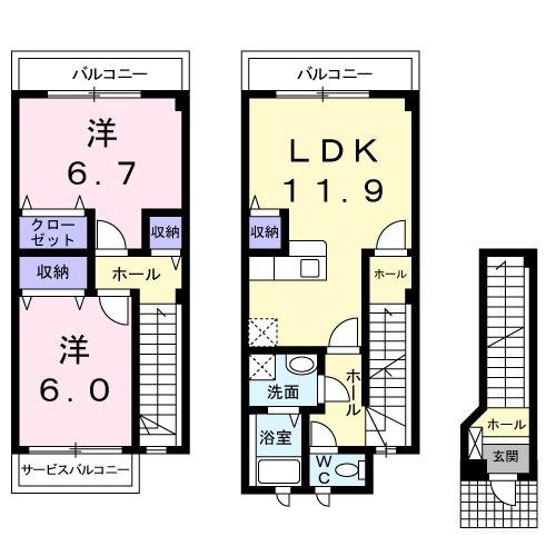 EDIM-1(2LDK/2階)の間取り写真