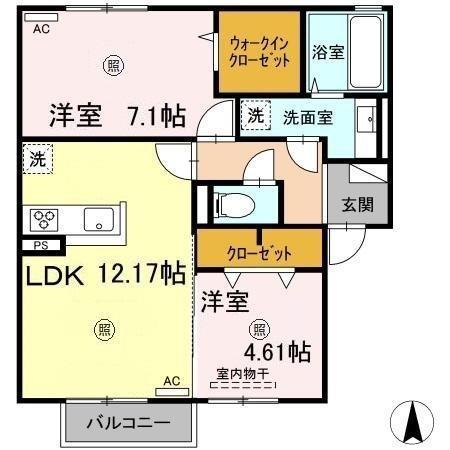 D-ROOM桜 II棟(2LDK/2階)の間取り写真