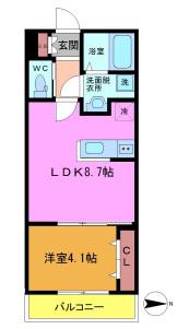 フロイデ津田沼(1LDK/2階)の間取り写真