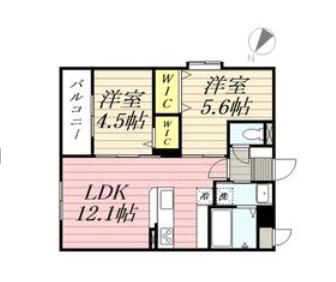 LUXCAS大橋(2LDK/2階)の間取り写真