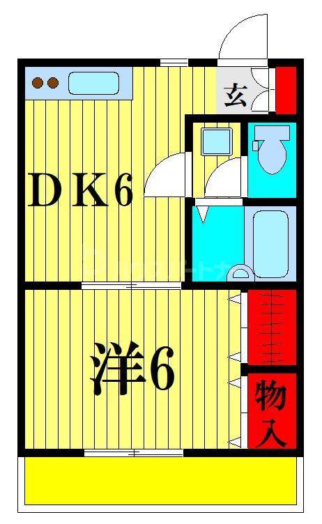 メイプル川間(1DK/1階)の間取り写真