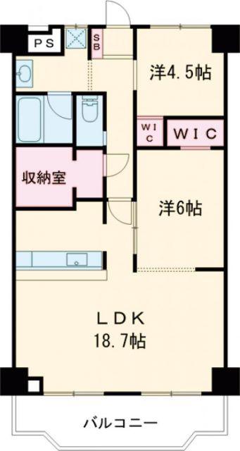サンハイツ大和第1(2LDK/5階)の間取り写真