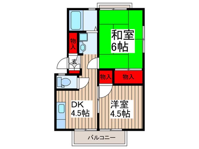 アーバン元町(2DK/2階)の間取り写真