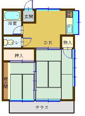 ふじ荘(2DK/1階)の間取り写真